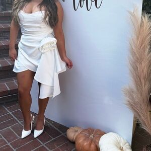 Showpo White Strapless Dress with Bow Detail